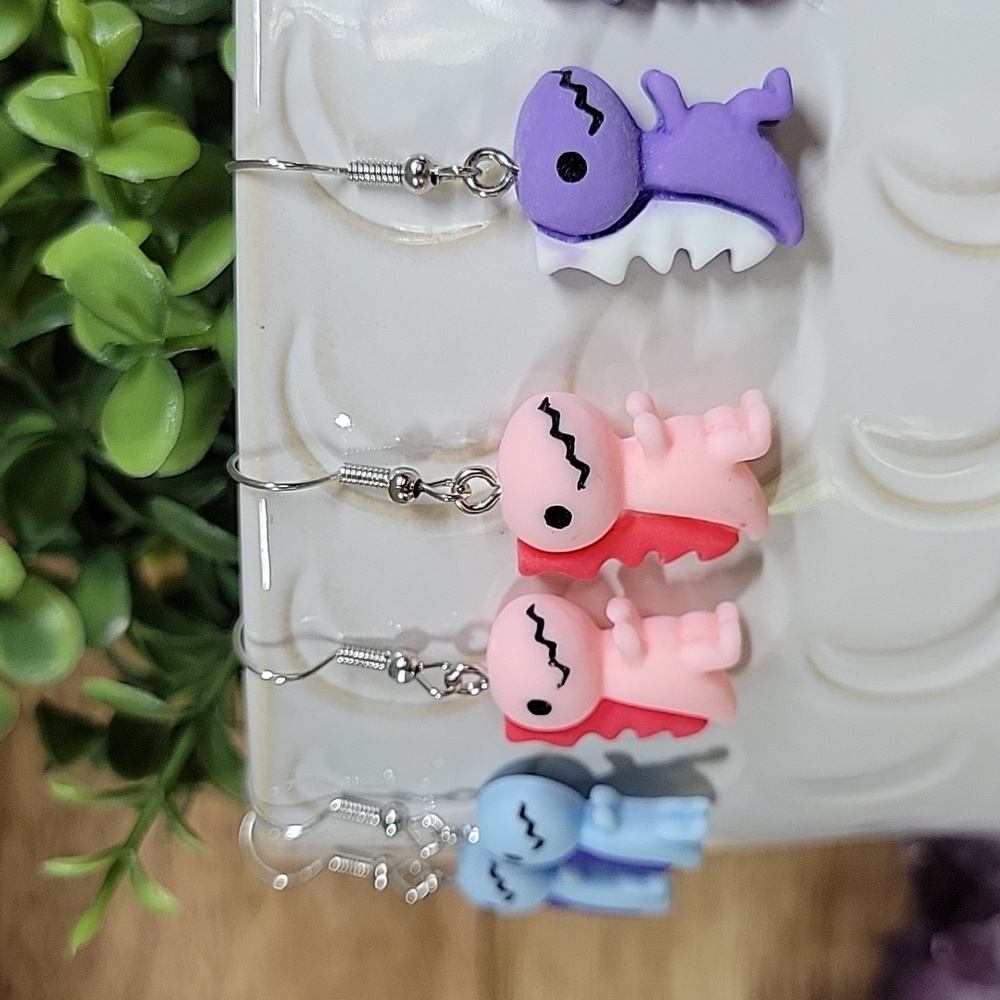 Fun Dinosaur Drop Earrings, choice of color - Picture 3 of 6